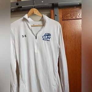 Under Armour White Quarter-Zip with Blue Logo